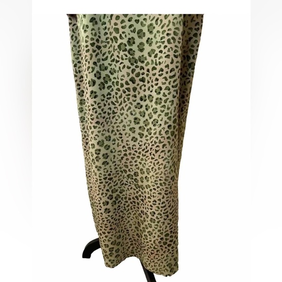 Vintage Spenser Jeremy 100% Silk Maxi Dress Sz 12 Green Leopard Print Mob Wife - Picture 6 of 10